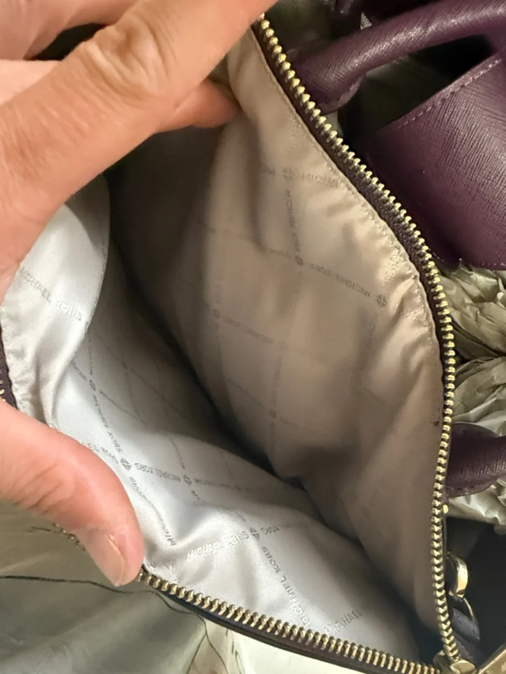 Michael Kors Plum Saffiano Leather Satchel with Gold Accents - Picture 9 of 15